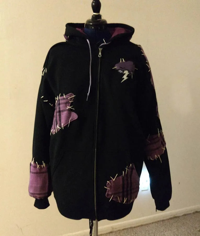 Virgil Sanders Zip-Up Black Hoodie With Patch