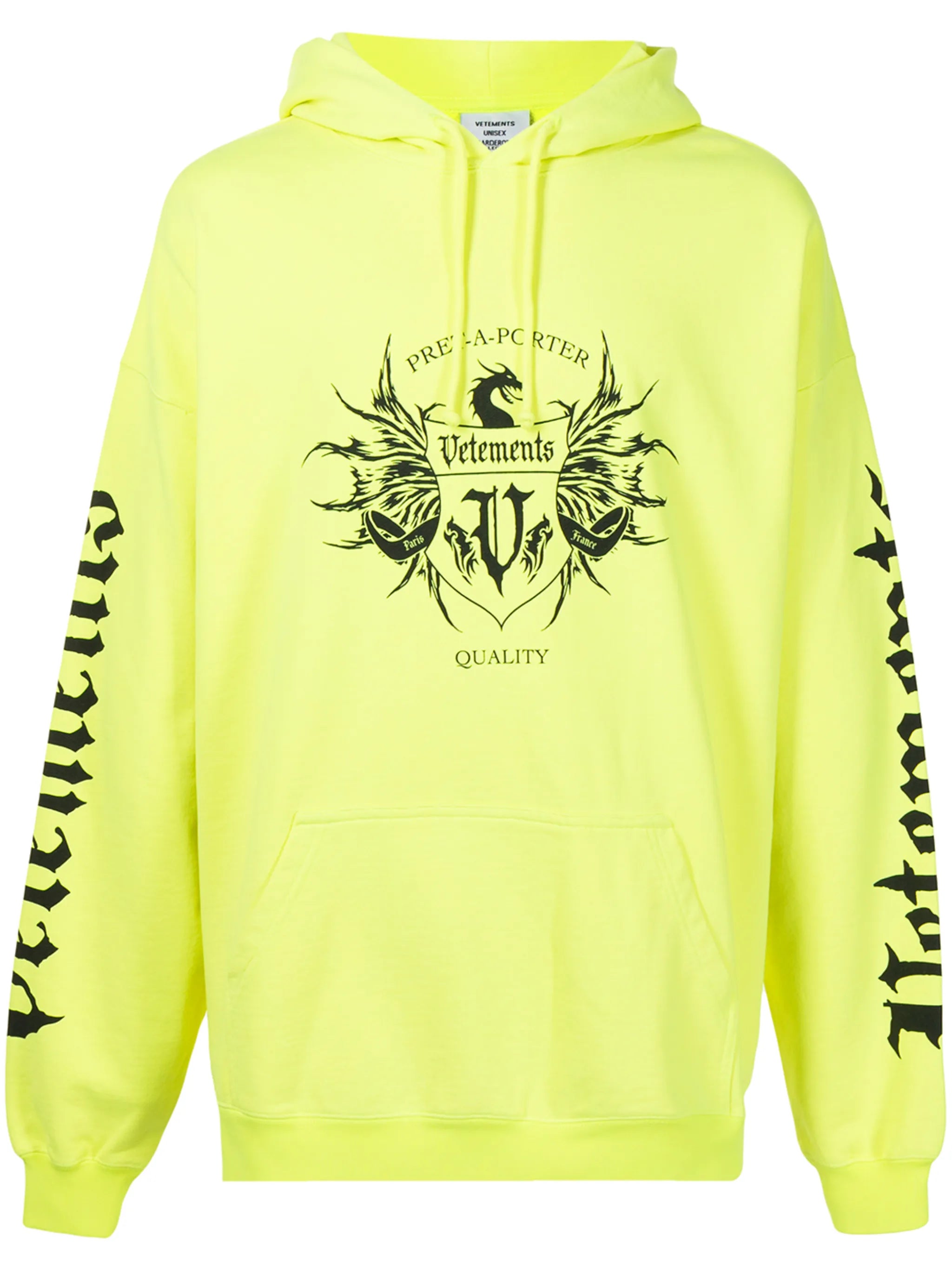 Vetements Logo-Print Black Pullover Hoodie – Recreated Edition