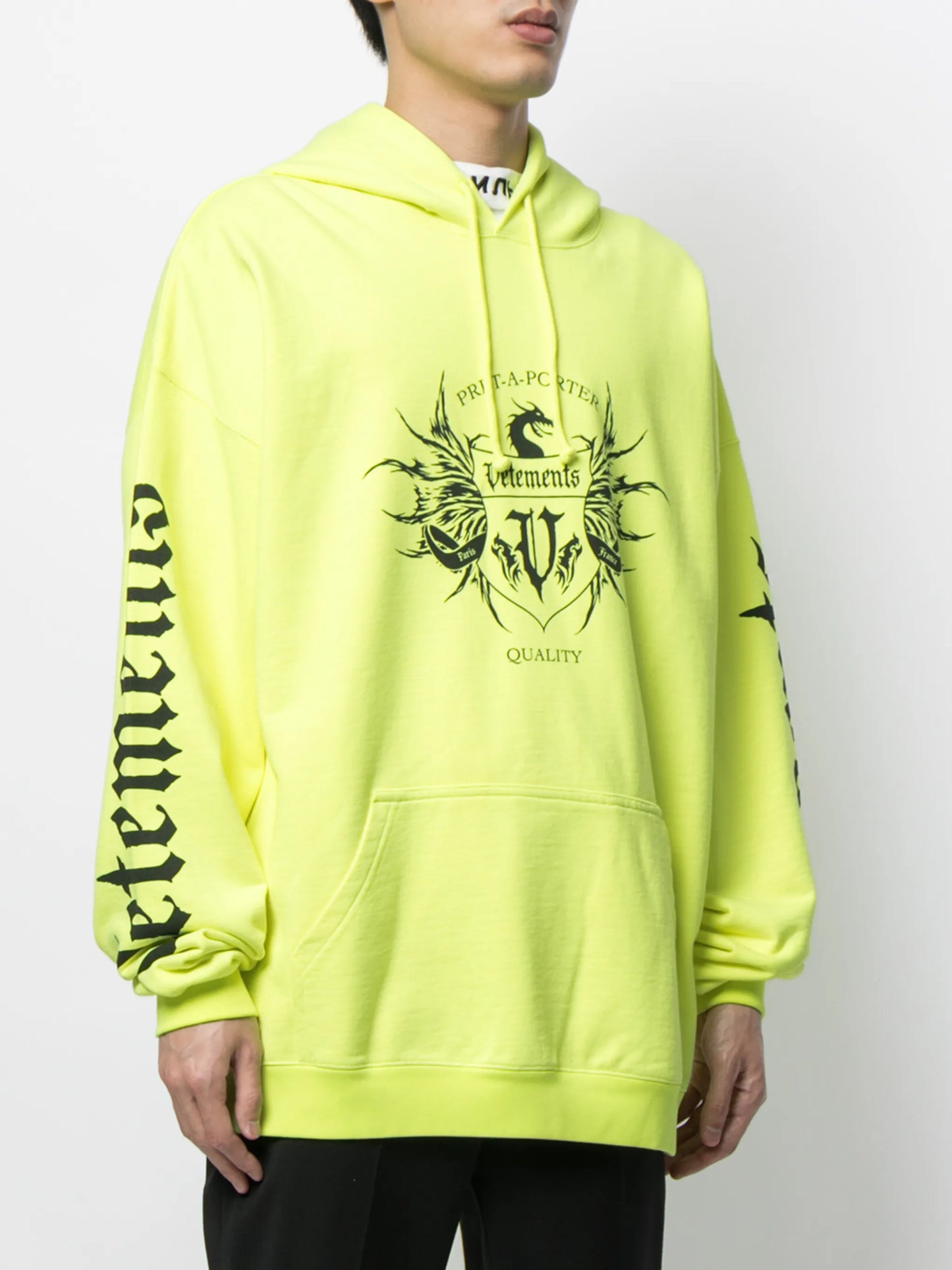 Vetements Logo-Print Black Pullover Hoodie – Recreated Edition