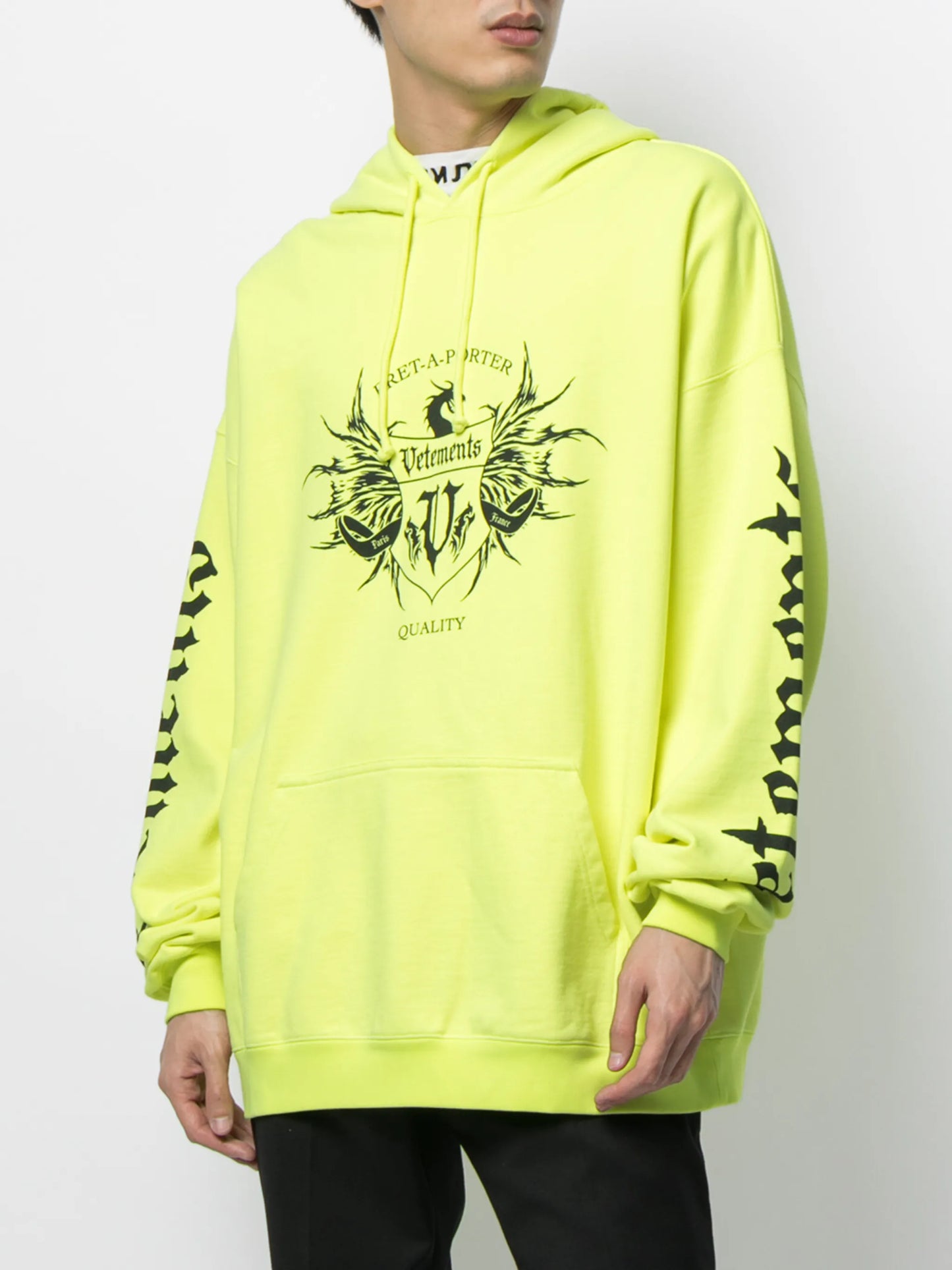 Vetements Logo-Print Black Pullover Hoodie – Recreated Edition