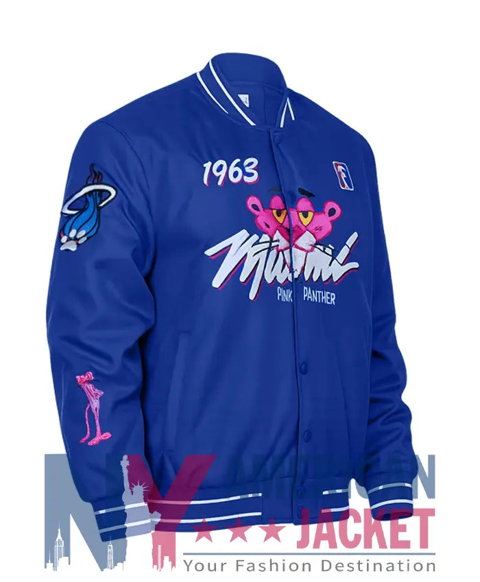 1963 Pink Panther Miami Blue Varsity Jacket  - Recreated