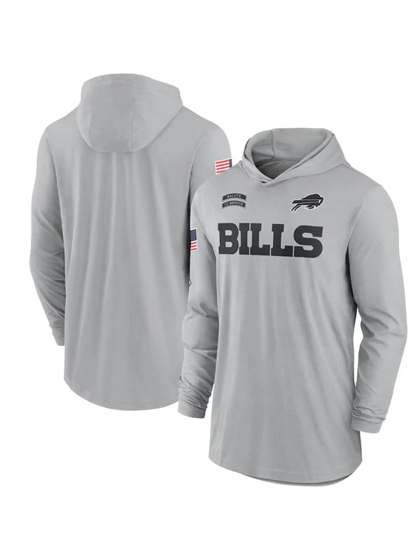 2024 Buffalo Bills Salute to Service Long Sleeve Hooded T-Shirt