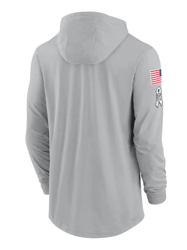 2024 Chicago Bears Salute to Service Long Sleeve Hooded T-Shirt