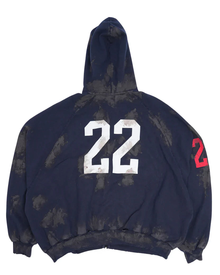 Balenciaga Distressed Polo Zip-Up Hoodie