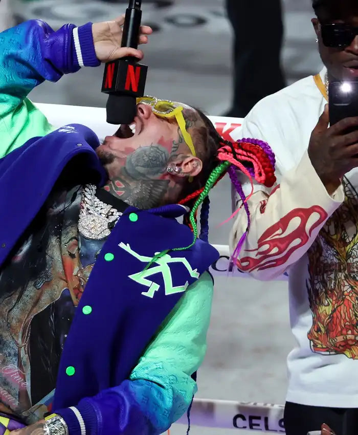 6ix9ine Jake Paul vs Anthony Joshua Varsity Jacket  - Recreated