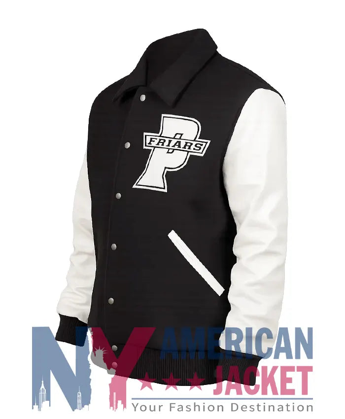 Providence College Friars 90s Black And White Varsity Jacket  - Recreated