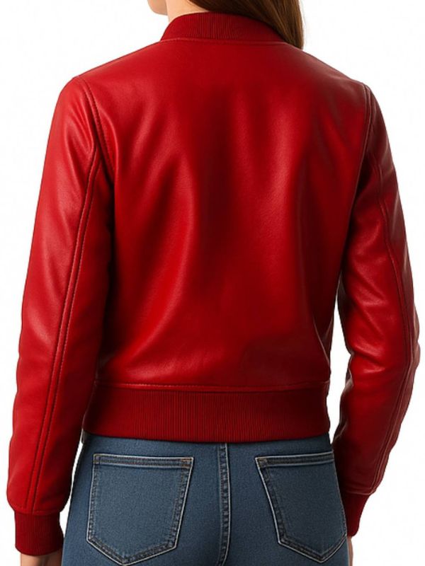 Audrey Leather Red Jacket - Women Leather Jacket Red
