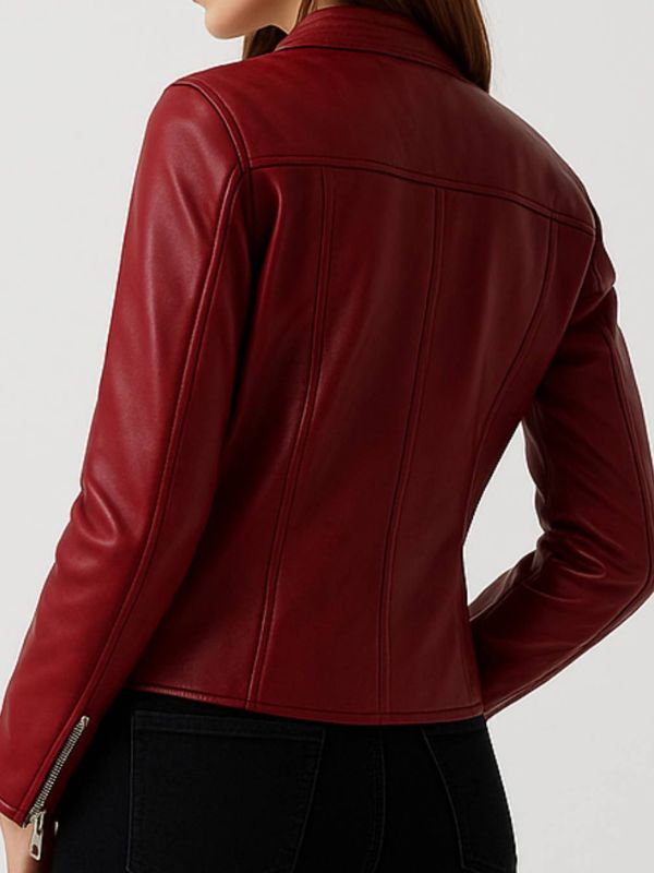 Ava Leather Red Jacket - Women Leather Jacket Red