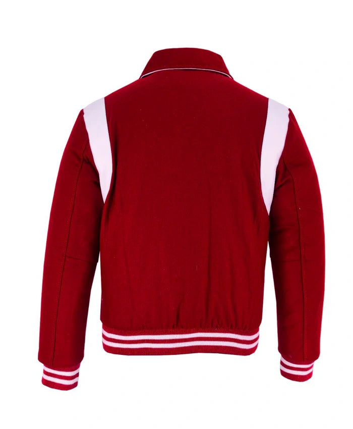 Baseball Red Wool Lettermen Varsity Jacket  - Recreated