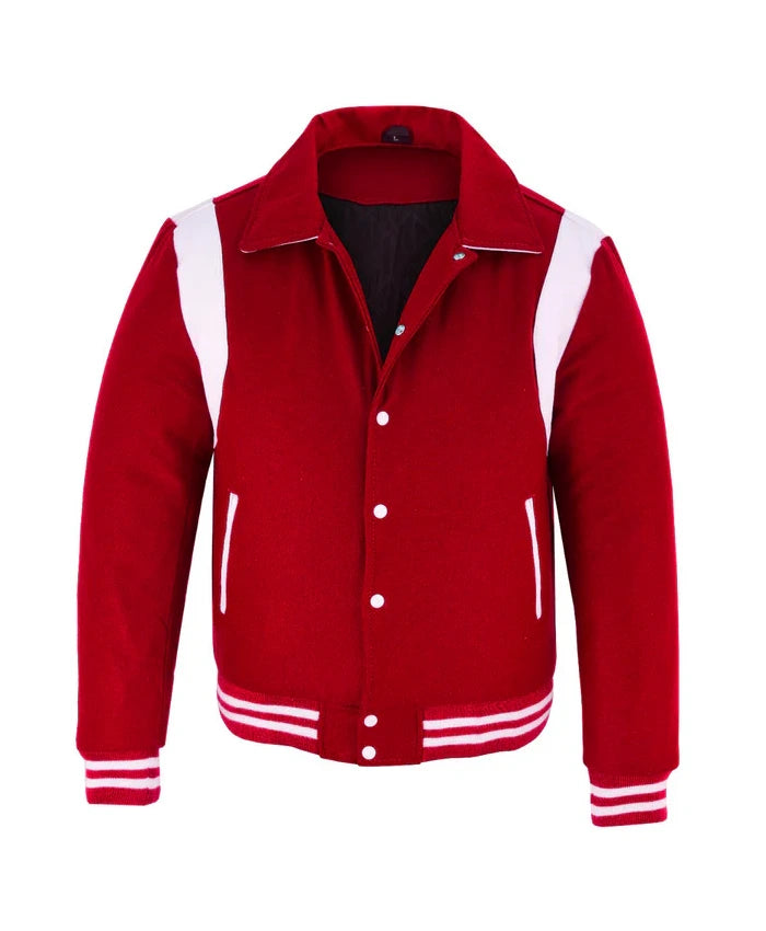Baseball Red Wool Lettermen Varsity Jacket  - Recreated