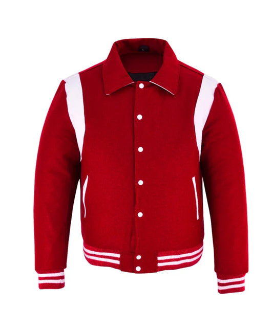 Baseball Red Wool Lettermen Varsity Jacket  - Recreated
