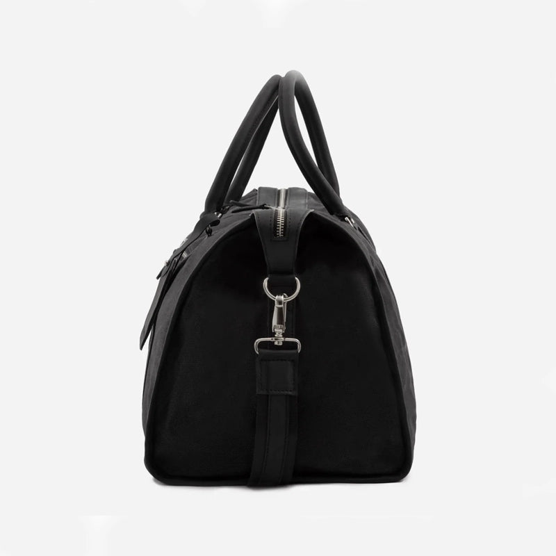 Black Leather Weekender Bag For Travelling