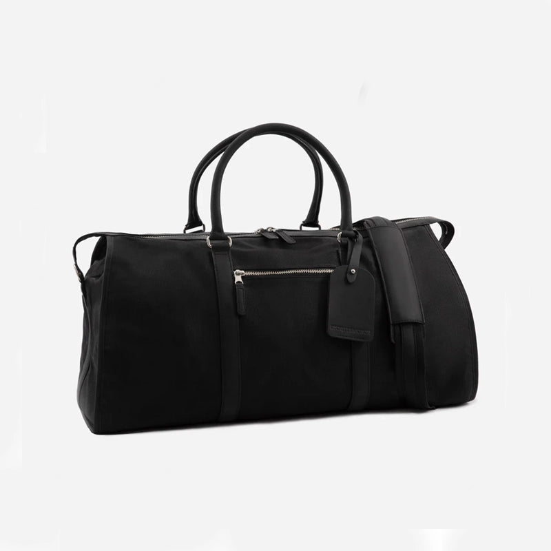 Black Leather Weekender Bag For Travelling