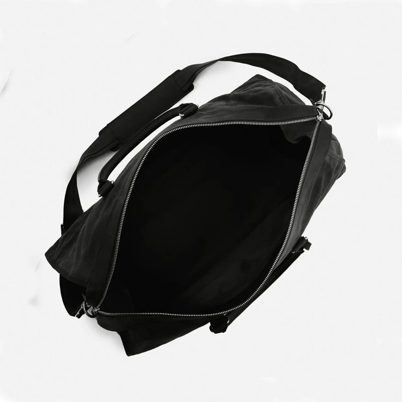 Black Leather Weekender Bag For Travelling