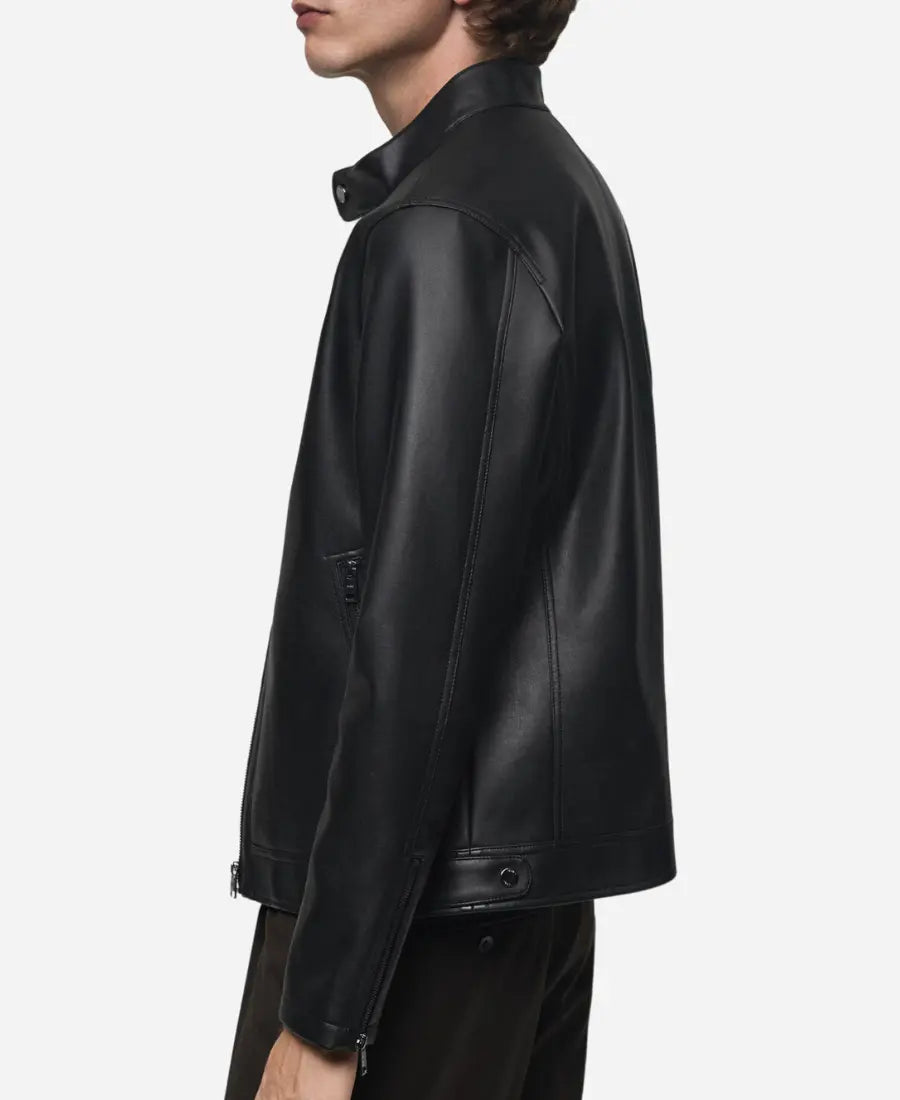Men’s Stylish Black Leather Zip Up Jacket