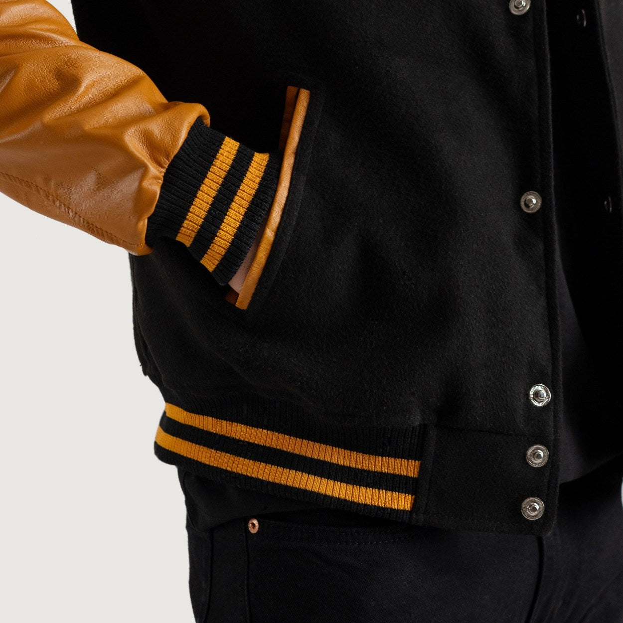 Black and Gold Varsity Letterman Jacket