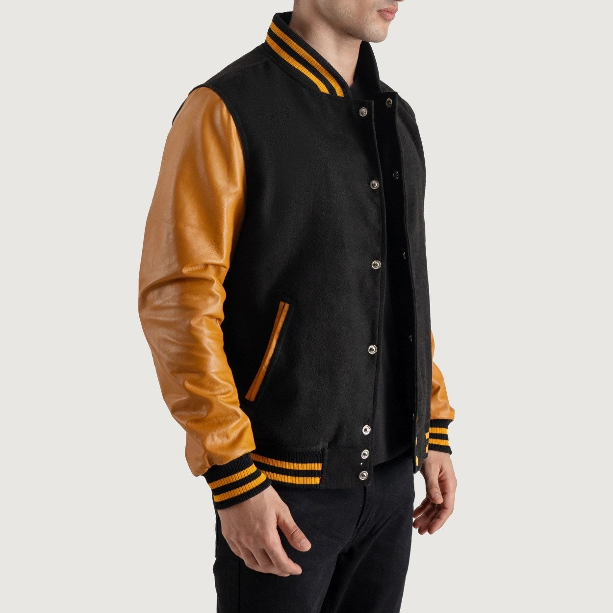 Black and Gold Varsity Letterman Jacket