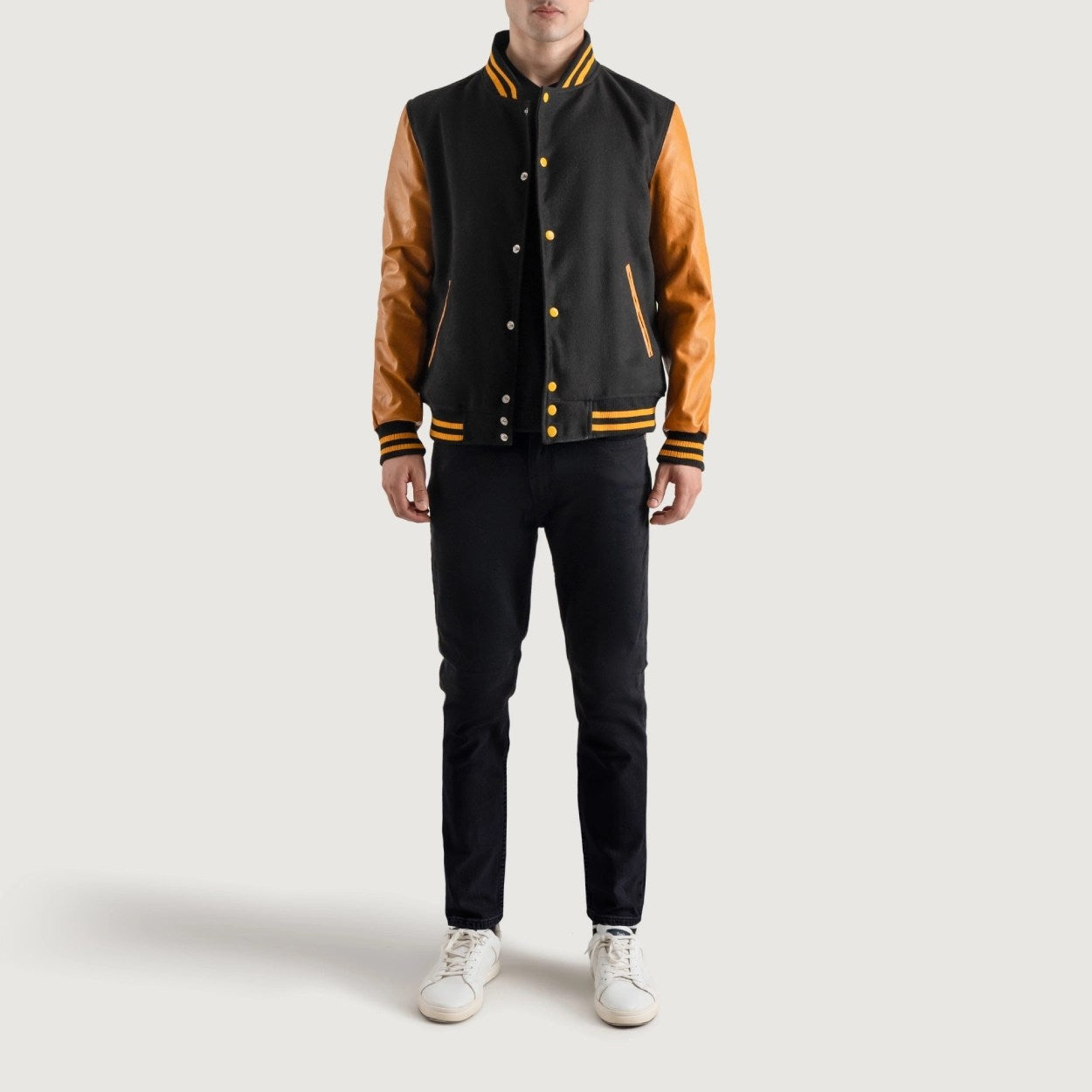 Black and Gold Varsity Letterman Jacket