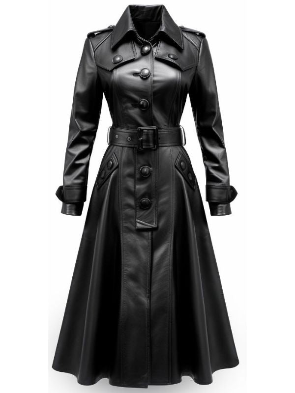 Men’s Black Leather Trench Coat – Stylish &amp; Timeless