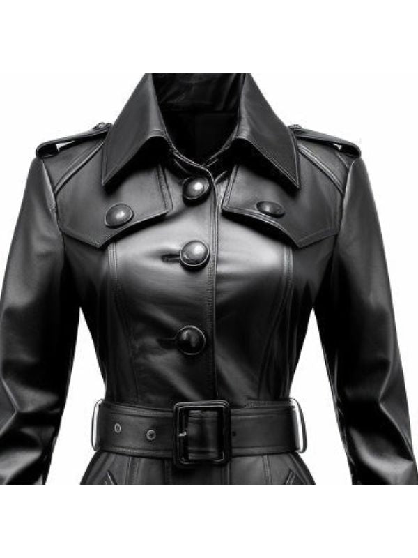 Men’s Black Leather Trench Coat – Stylish &amp; Timeless
