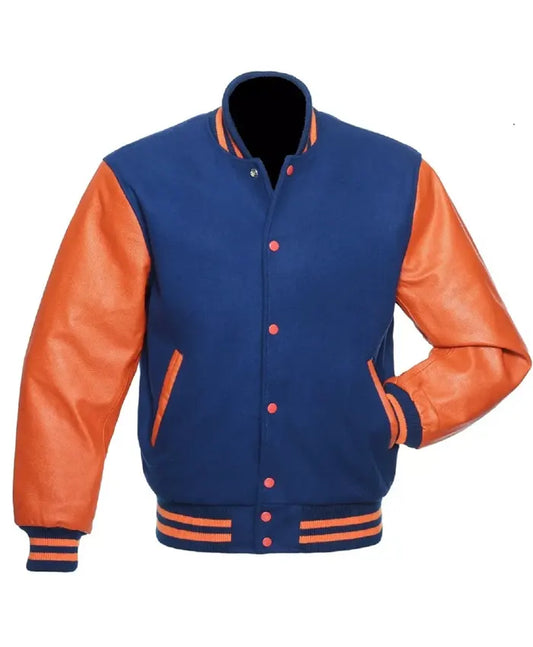 Blue And Orange Letterman Jacket  - Recreated