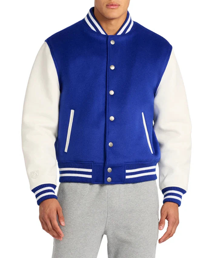 Blue And White Men’s Varsity Jacket  - Recreated