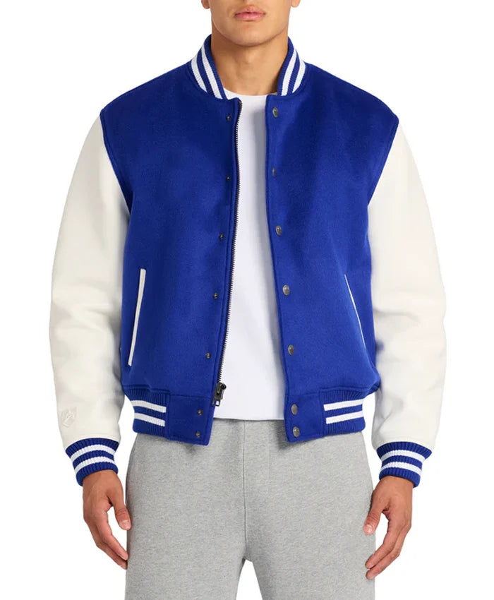 Blue And White Men’s Varsity Jacket  - Recreated