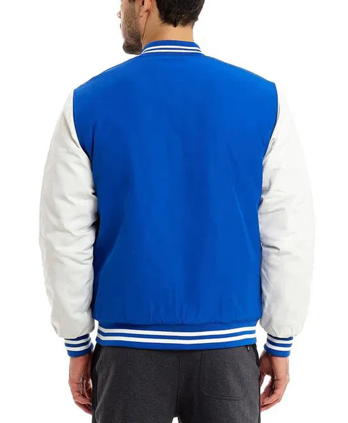 Blue and White Baseball Varsity Jacket  - Recreated