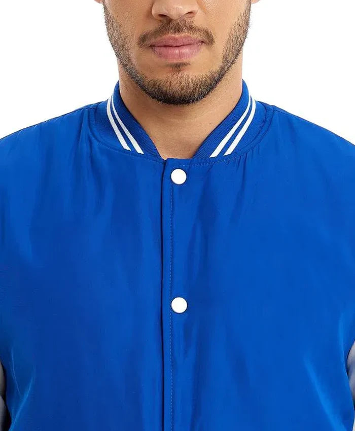 Blue and White Baseball Varsity Jacket  - Recreated