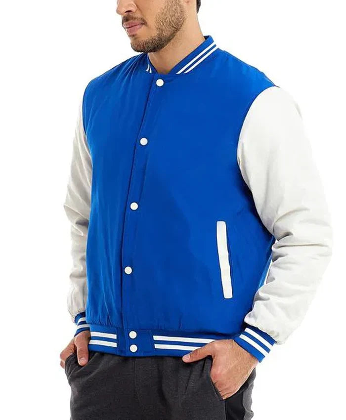 Blue and White Baseball Varsity Jacket  - Recreated