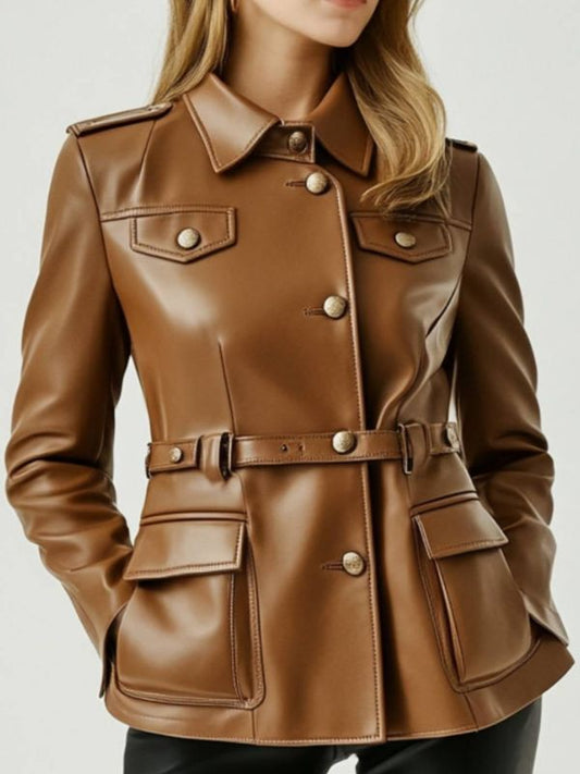 Bonnie Leather Brown Jacket - Women Leather Jacket Brown