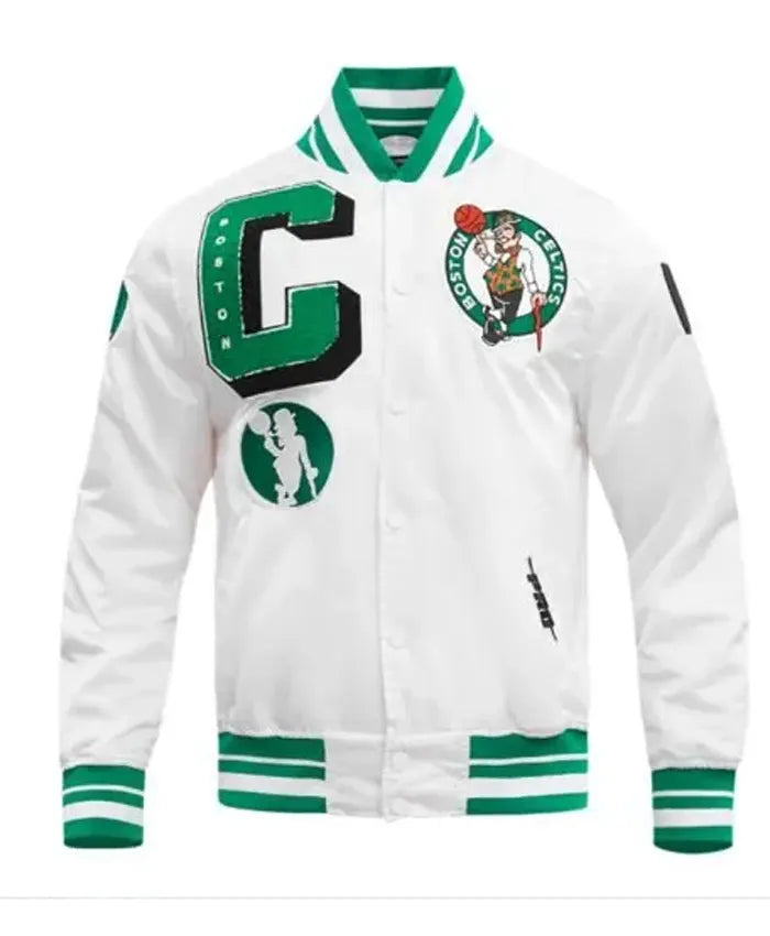 Boston Celtics Mashup Classic Satin Jacket  - Recreated