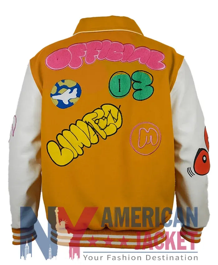 Boxy Fit Graffiti Varsity Jacket