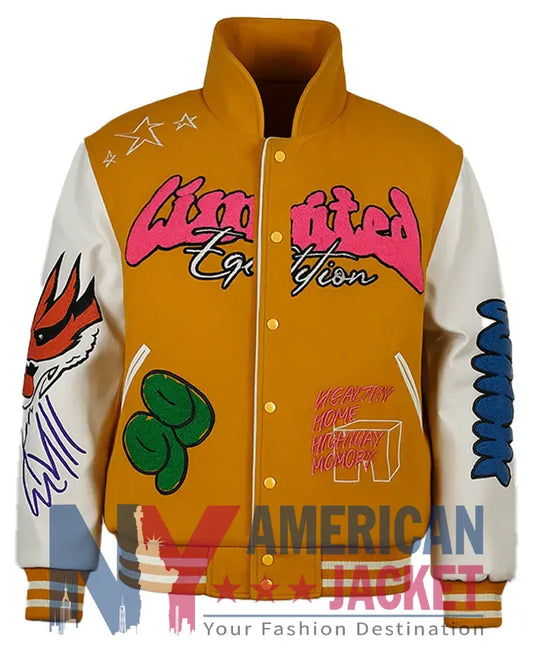 Boxy Fit Graffiti Varsity Jacket