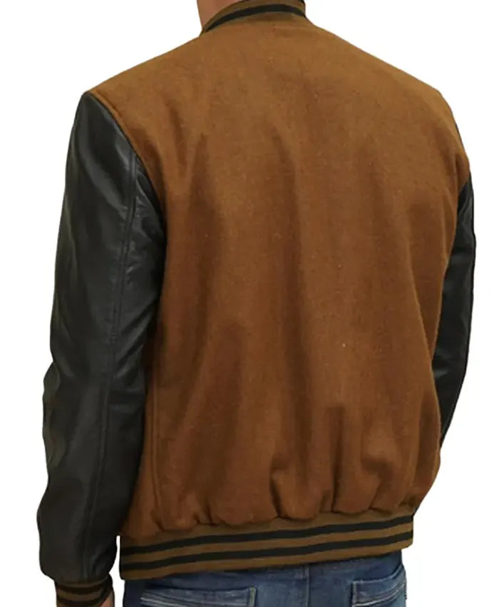 Brown And Black Varsity Jacket  - Recreated