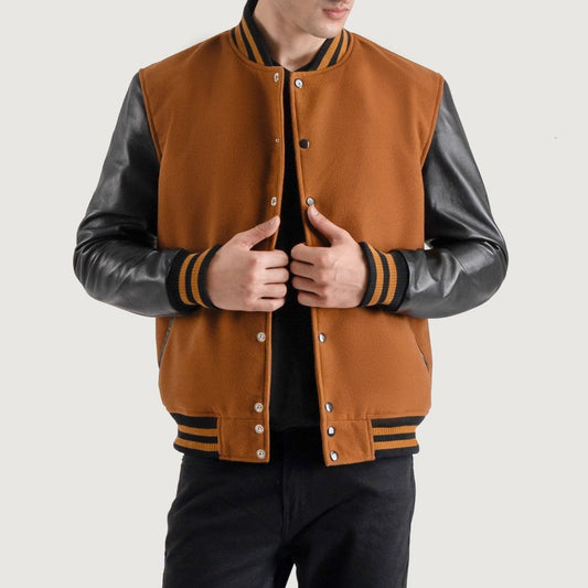 Brown & Black Varsity Letterman Jacket