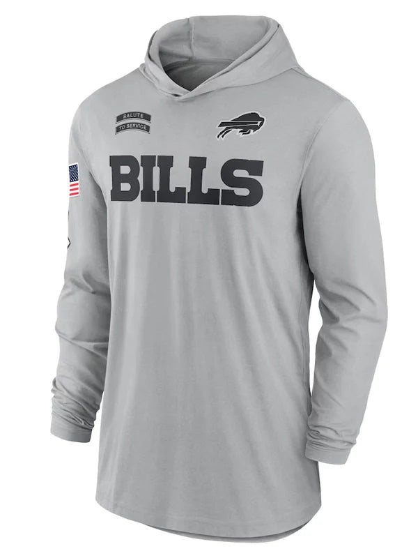 2024 Buffalo Bills Salute to Service Long Sleeve Hooded T-Shirt