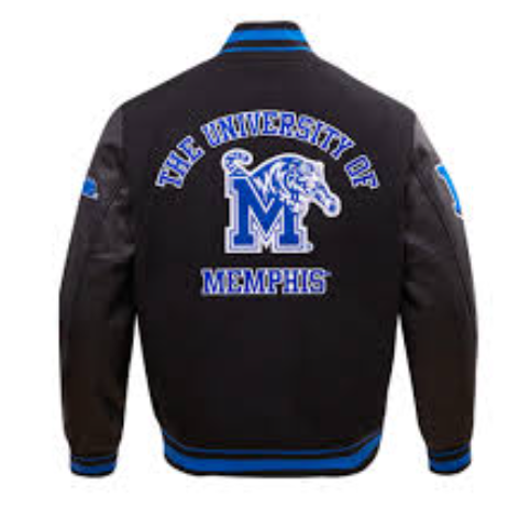University of Memphis Classic Black Varsity Jacket  - Recreated