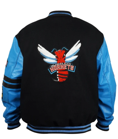 Delaware State Ole Skool Blue Letterman Jacket  - Recreated