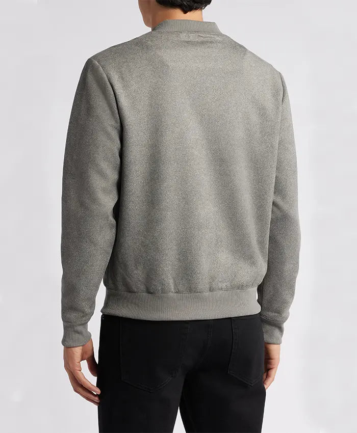 Casual Men’s Suede Grey Bomber Jacket  - Recreated