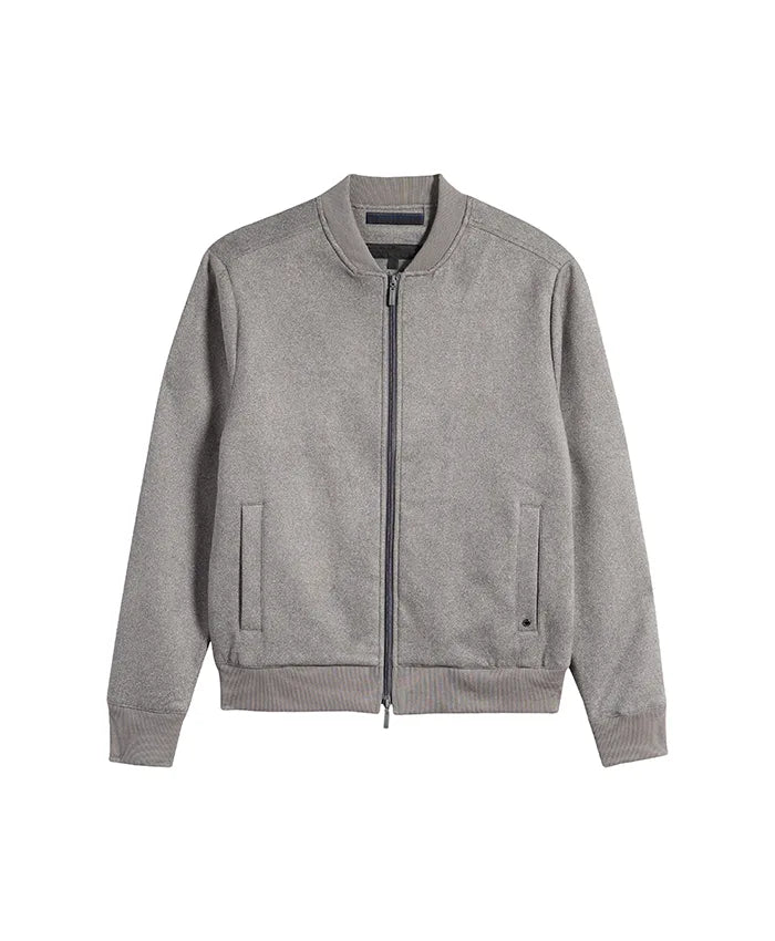 Casual Men’s Suede Grey Bomber Jacket  - Recreated