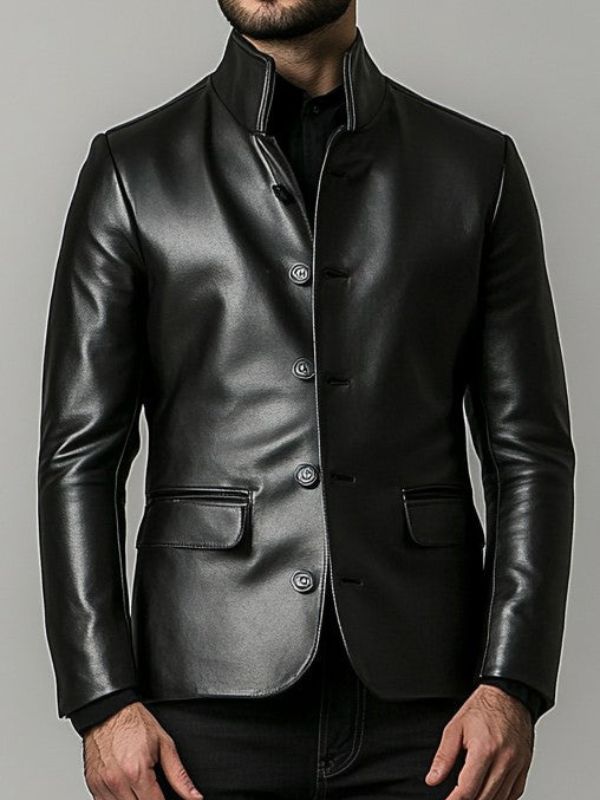 Charles Black Premium Leather Blazer - Black Leather Jacket