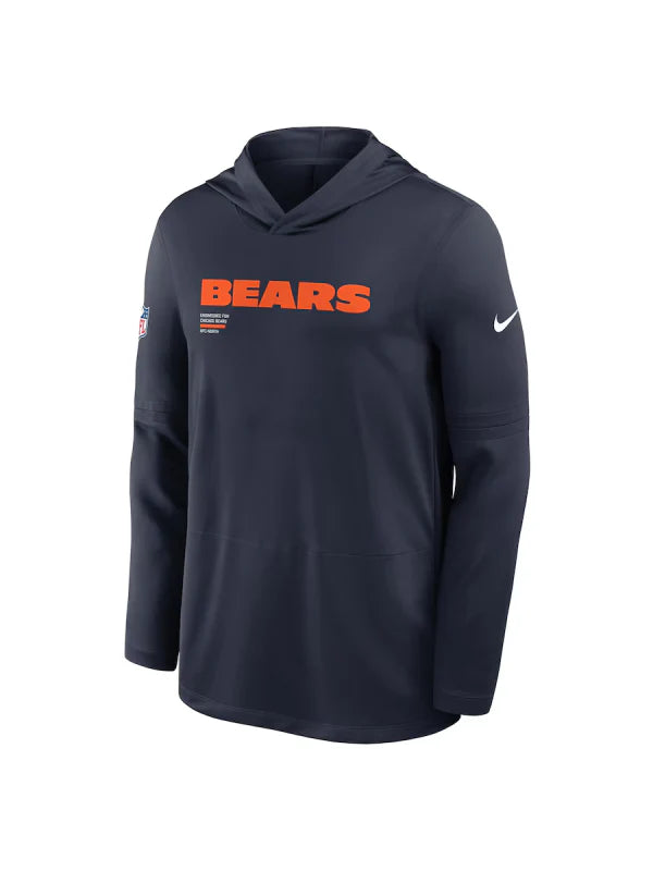 Chicago Bear Sideline Performance Long Sleeve Hoodie T-Shirt