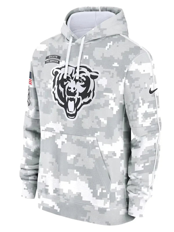 2024 Chicago Bears Arctic Camo Salute to Service Hoodie