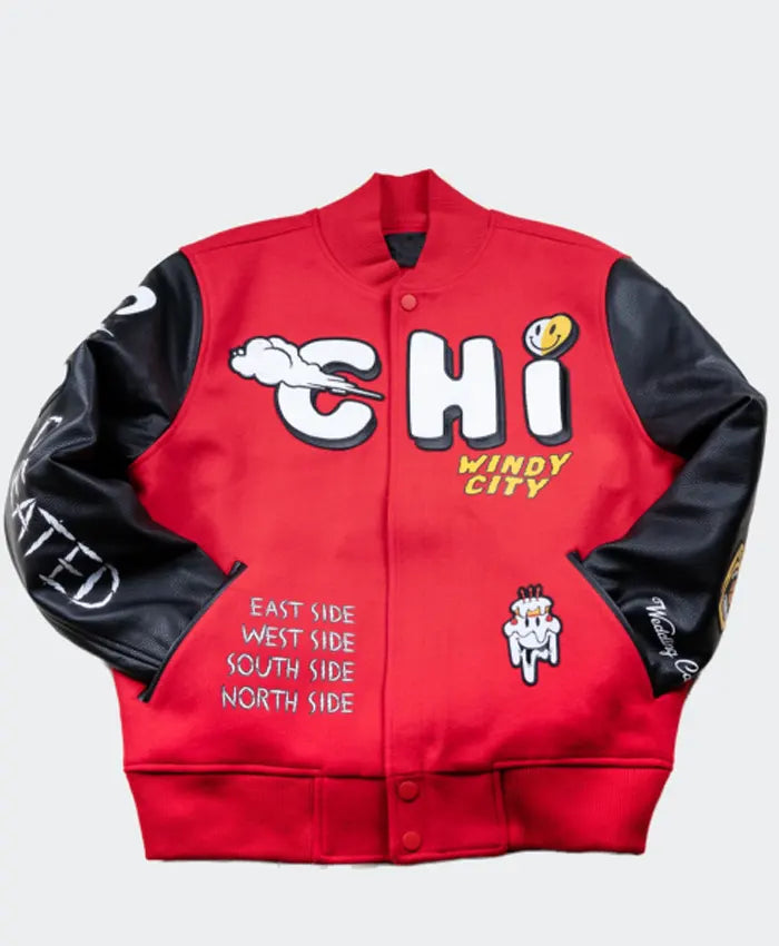 Chicago Windy City Red Varsity Jacket  - Recreated