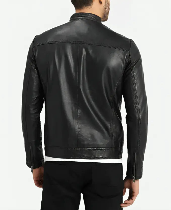 Men’s Cafe Racer Classic Black Leather Jacket