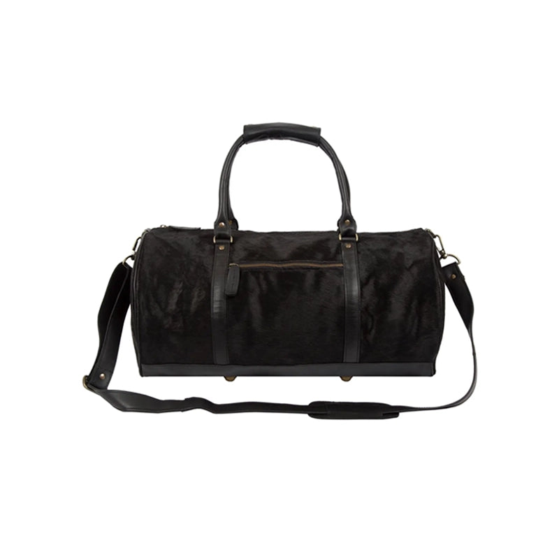 Classic Men’s Black Leather Cowhide Duffle Bag