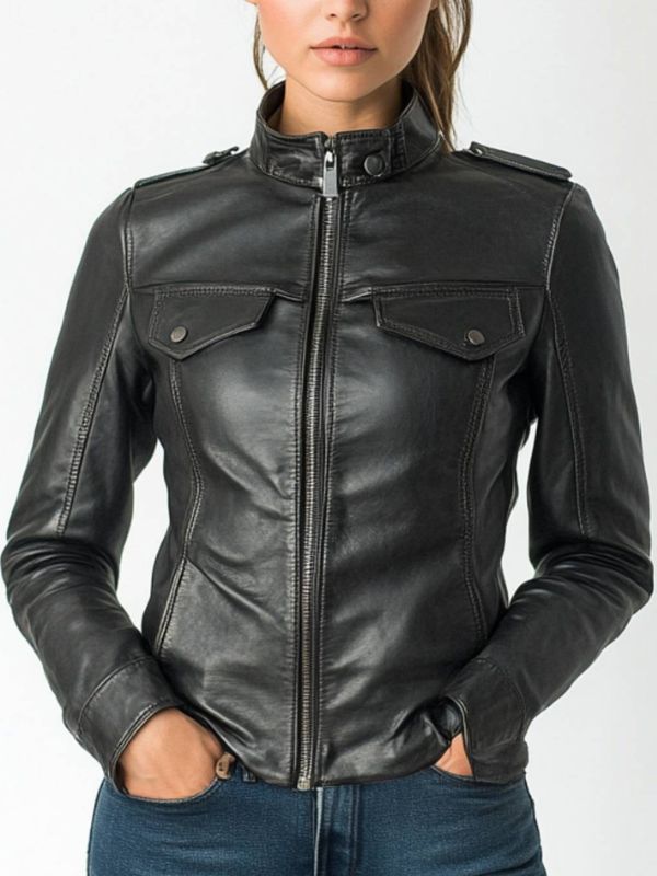 Daisy Leather Black Jacket - Women Leather Jacket Black