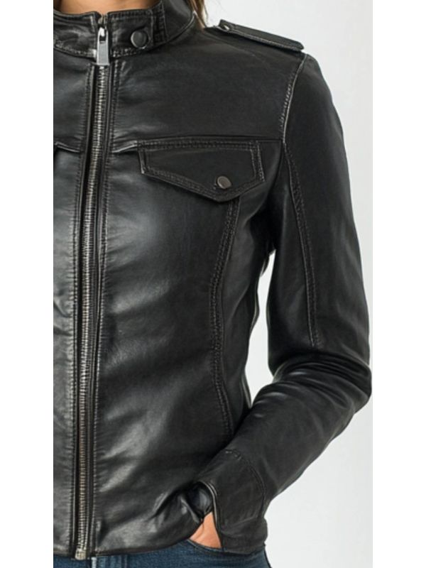 Daisy Leather Black Jacket - Women Leather Jacket Black