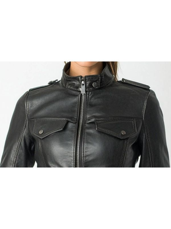 Daisy Leather Black Jacket - Women Leather Jacket Black